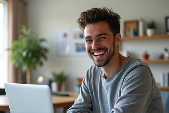 Person, die an einem Online-Meeting teilnimmt